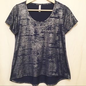 Lularoe Navy and Silver Top Small